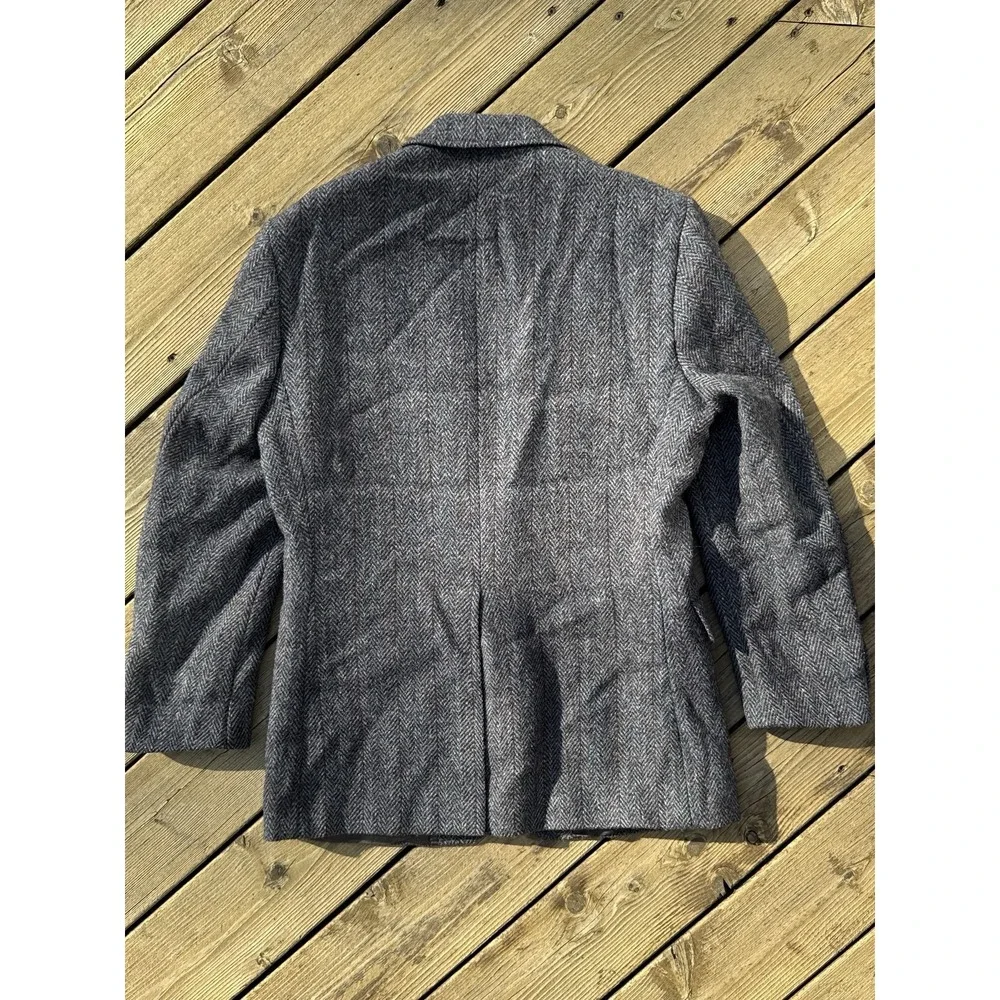 Vintage Harris Tweed Herringbone Blazer 44R USA Made Wool Sport Coat